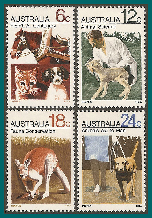 Set of Australian stamps featuring animals