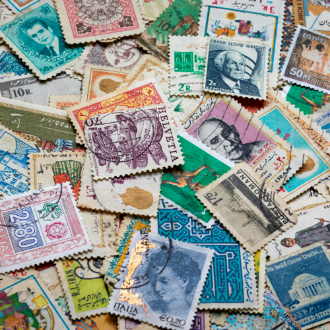 A pile of stamps