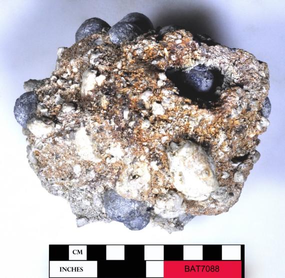 Musket balls in concretion